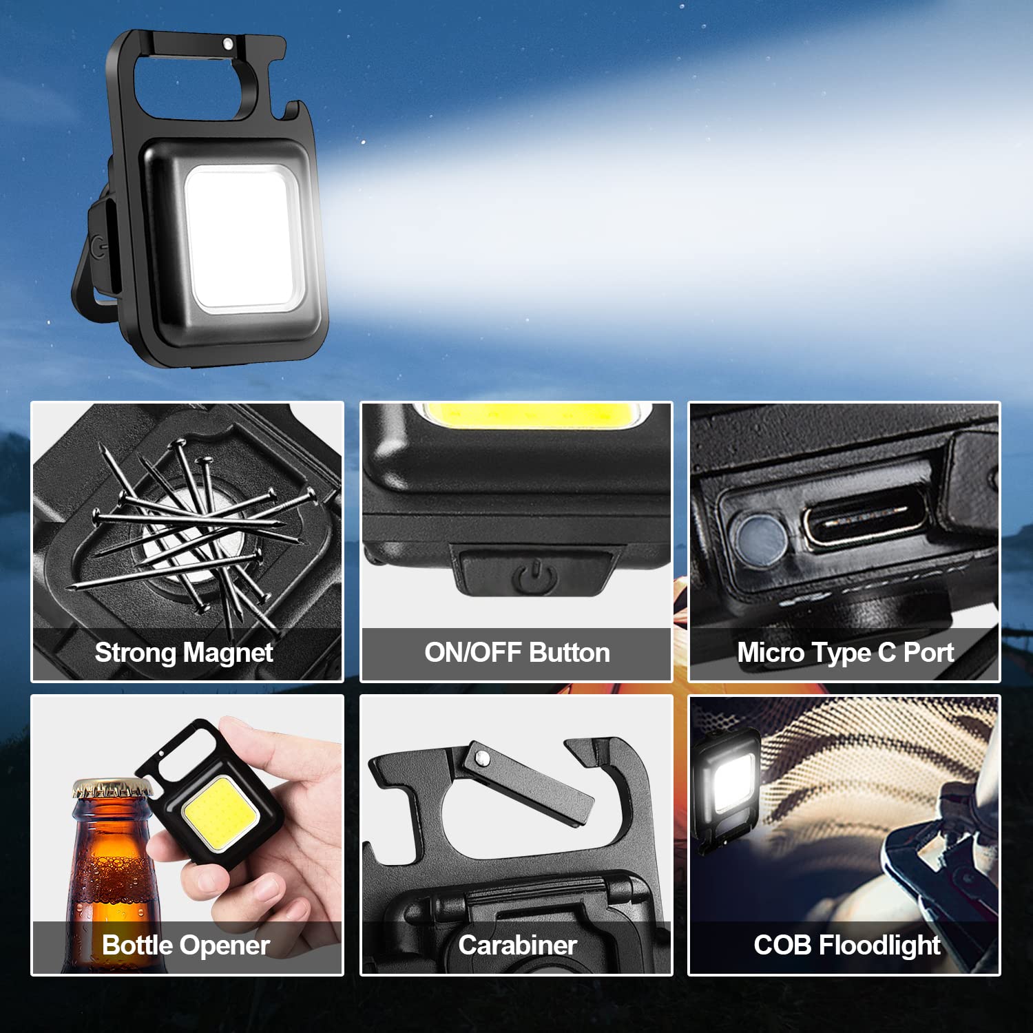 Rechargeable Keychain Mini Flashlight with 4 Light Modes,Ultralight Portable Pocket Light with Folding Bracket Bottle Opener and Magnet Base for Camping Walking Rechargeable Keychain Mini Flashlight with 4 Light Modes,Ultralight Portable Pocket Light with Folding Bracket Bottle Opener and Magnet Base for Camping Walking